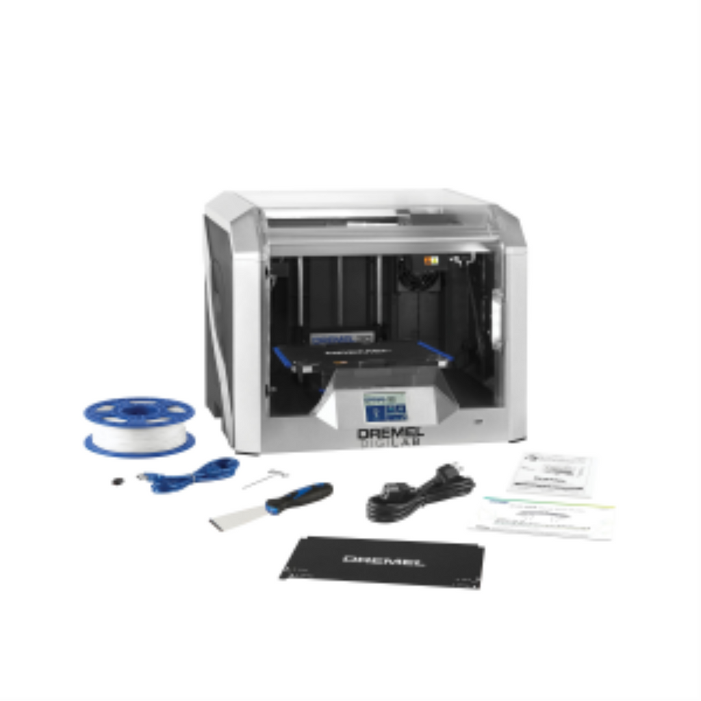 Dremel DigiLab 3D40-FLX 3D Printer with filament spool and accessory kit.
