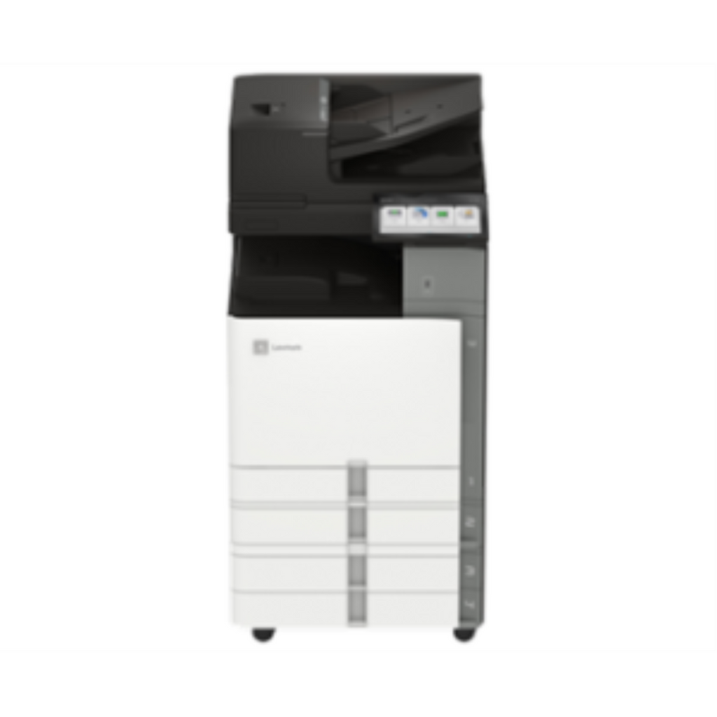 Lexmark CX962tse A3 Color MFP with multi-drawer paper support and touchscreen interface.